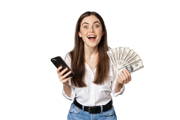chica con billetes baja sin fondo